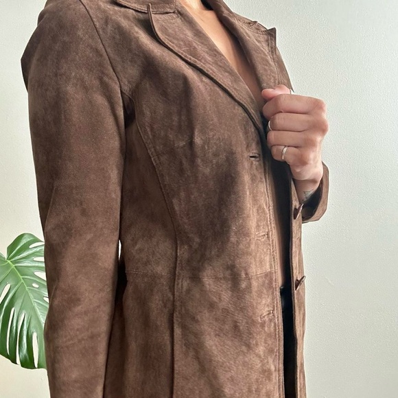 Vintage Chocolate Brown Suede Duster Jacket - Picture 3 of 7